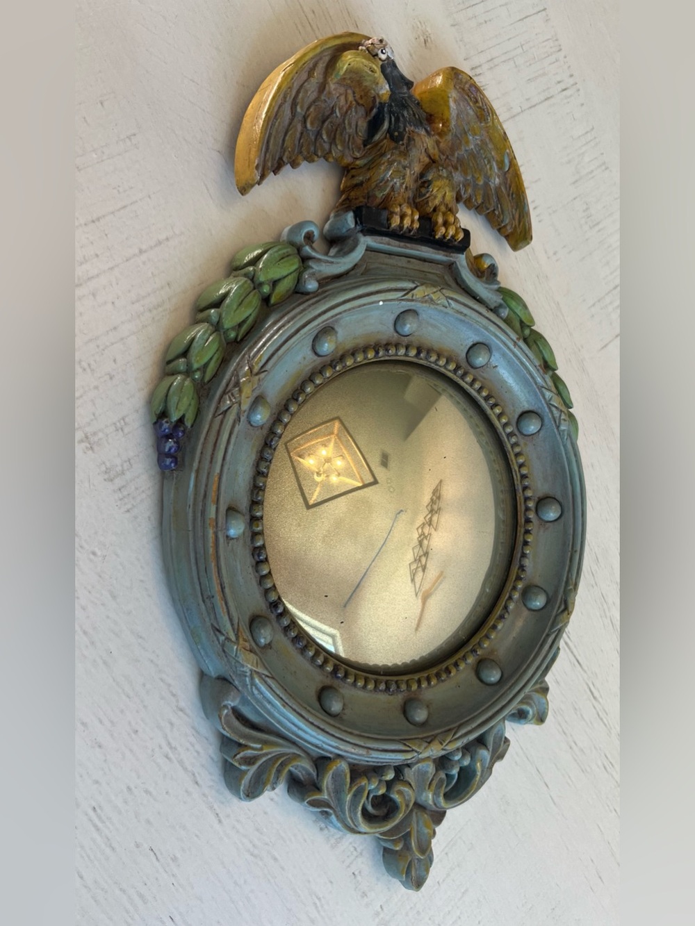 Syroco Vintage Bald Eagle Convex Porthole Mirror